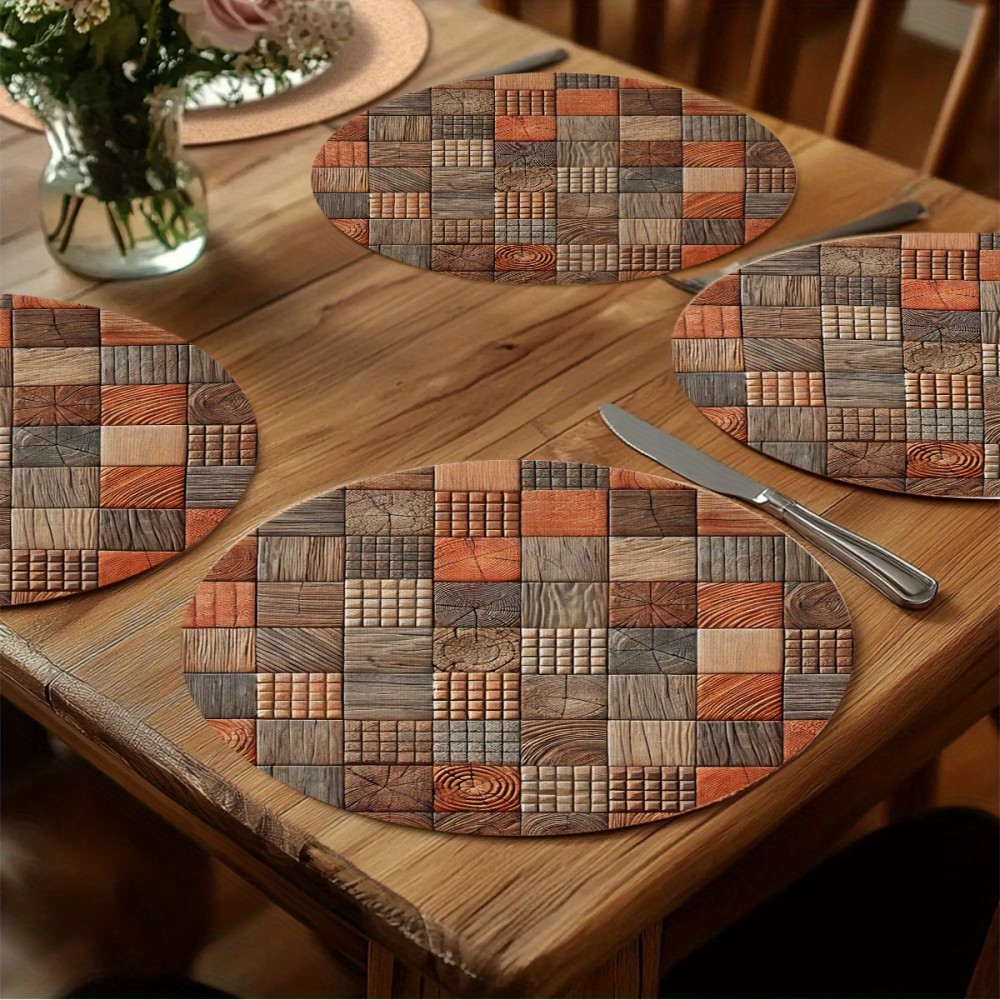 Outdoor Furniture Wood - VIKAMA 원형 테이블 매트 4개 세트