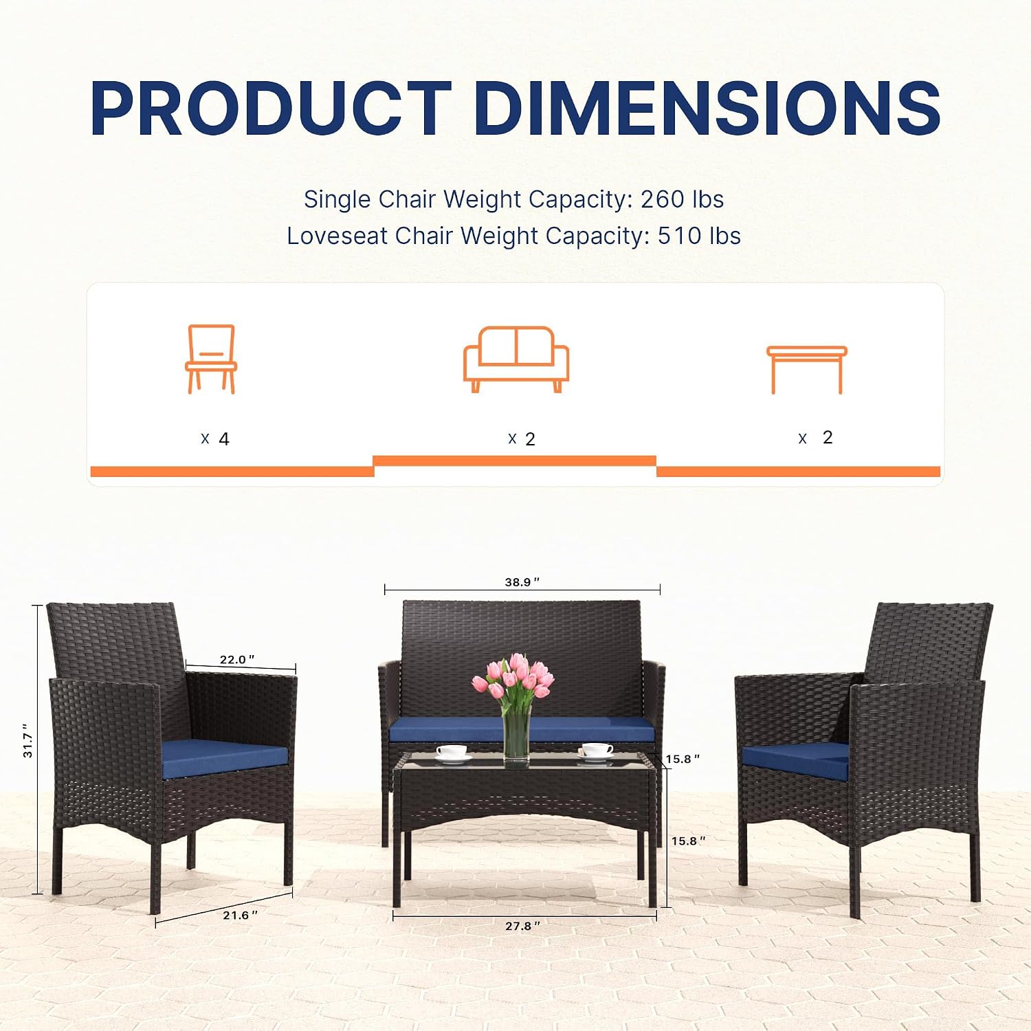 8피스 파티오 가구 세트, 위커 야외 가구(의자 4개, - Outdoor Furniture Metal Chairs 리뷰 및 가격