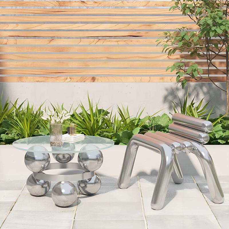 스테인레스 스틸 의자 라이트 럭셔리 크리에이티브 심플  - Outdoor Furniture Metal Chairs 리뷰 및 가격