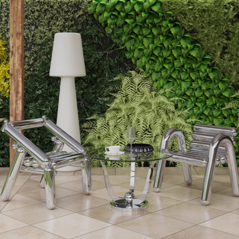 스테인레스 스틸 의자 라이트 럭셔리 크리에이티브 심플  - Outdoor Furniture Metal Chairs 리뷰 및 가격