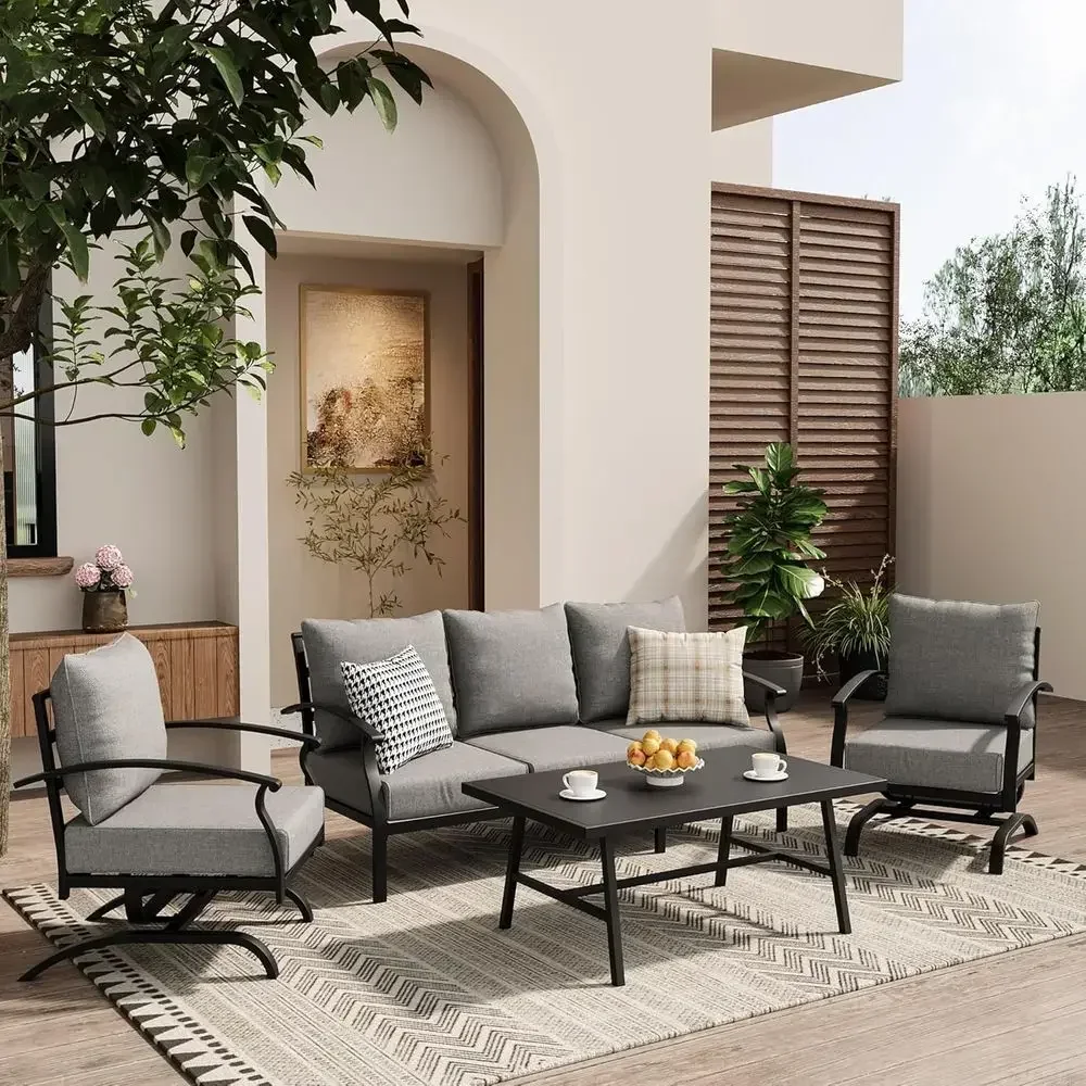 회색 금속 소재의 야외용 파티오 가구 세트로, 현관,  - Outdoor Furniture Metal Chairs 리뷰 및 가격