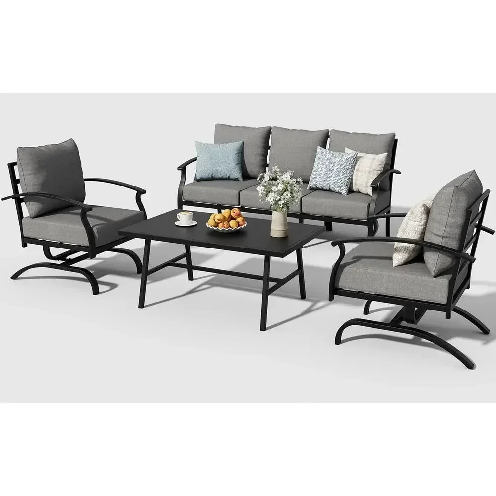 회색 금속 소재의 야외용 파티오 가구 세트로, 현관,  - Outdoor Furniture Metal Chairs 리뷰 및 가격
