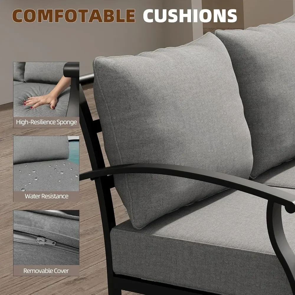 회색 금속 소재의 야외용 파티오 가구 세트로, 현관,  - Outdoor Furniture Metal Chairs 리뷰 및 가격