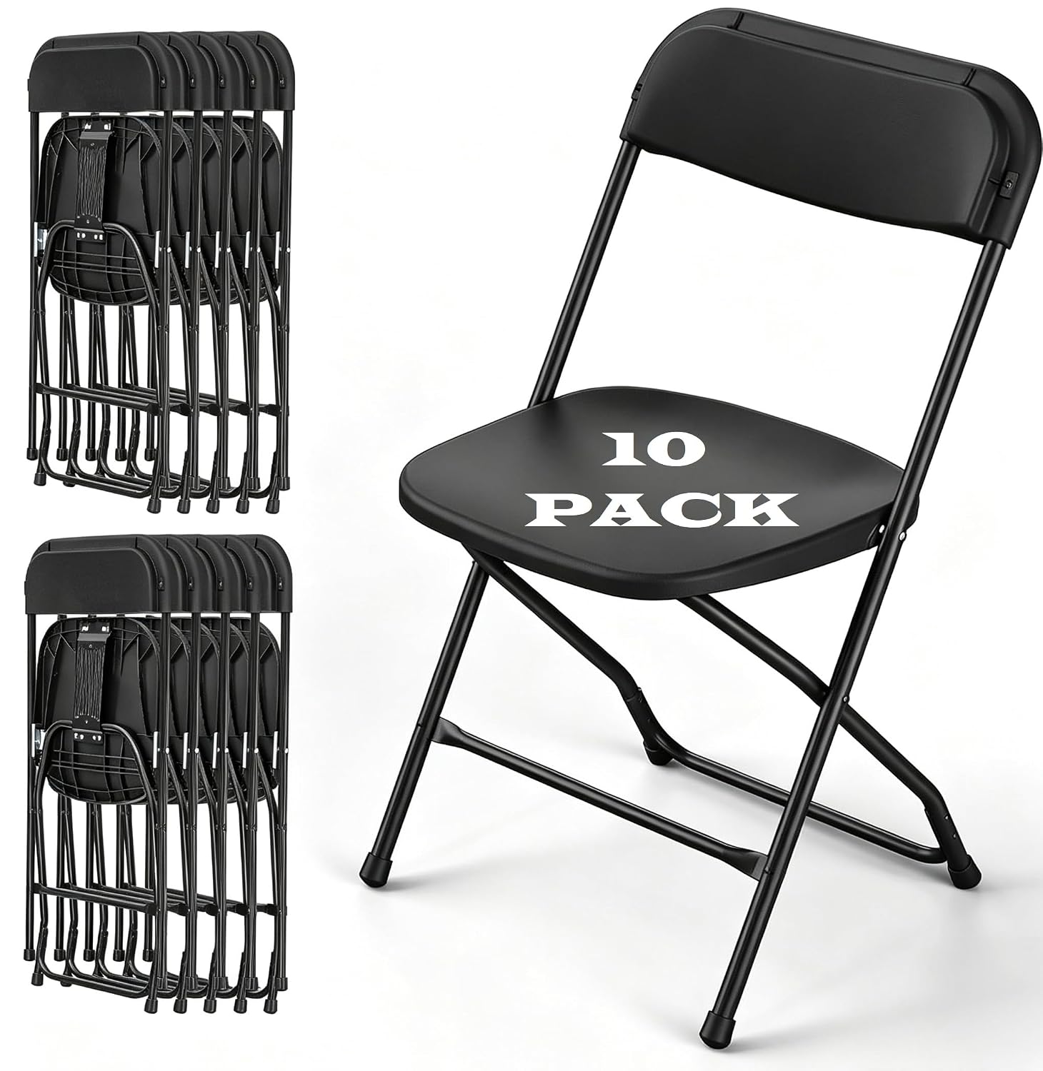 블랙 접이식 의자, 금속 프레임, 헤비 듀티, 적층 가 - Outdoor Furniture Metal Chairs 리뷰 및 가격